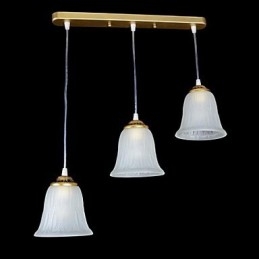 Pandantiv Bronz Trei Lumini Model Sticlă Abajur European Retro Classic