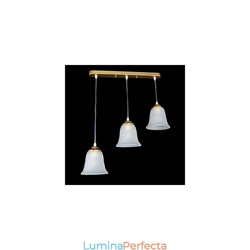 Pandantiv Bronz Trei Lumini Model Sticlă Abajur European Retro Classic