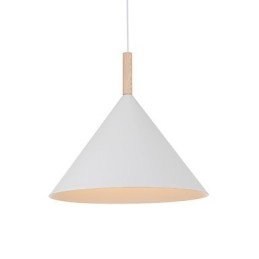 Lampă suspendată con mini artistică, 1 lumină, finisaj modern, simplitate, negru, alb, aluminiu și lemn.