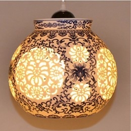 Lampă retro din ceramică Scări Albastru Candelabru cu un singur cap Creativ