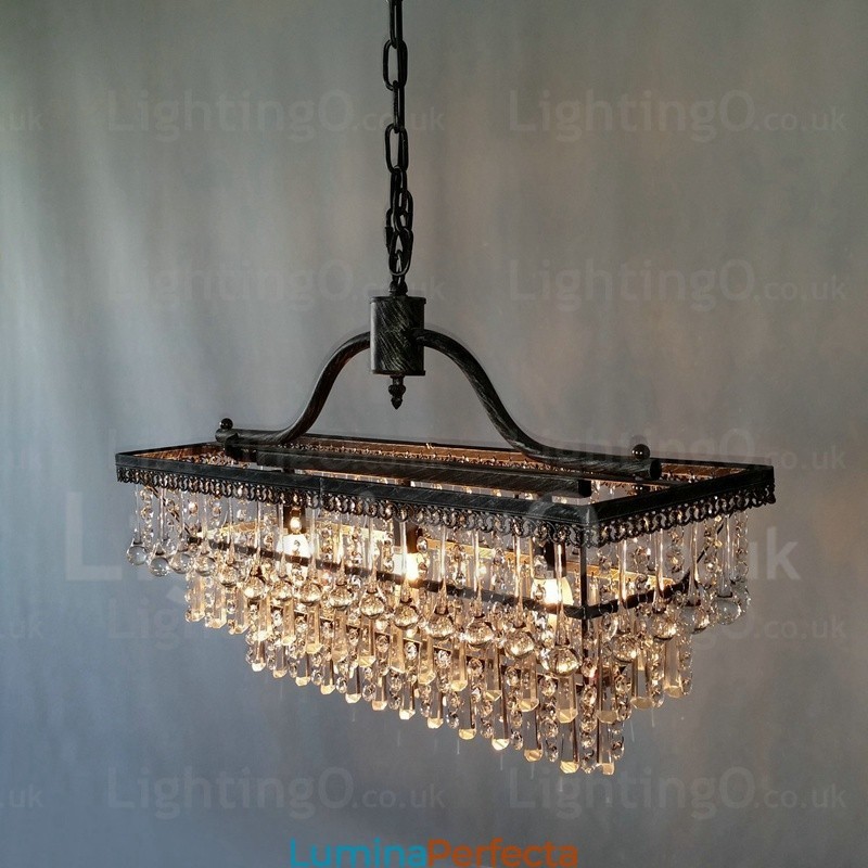 3 etaje dreptunghi tradițional clasic cristal metal candelabru pt