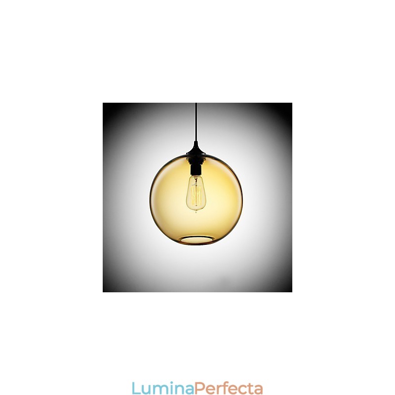 Lampă suspendată modernă din sticlă cu design rotund cu bule maro