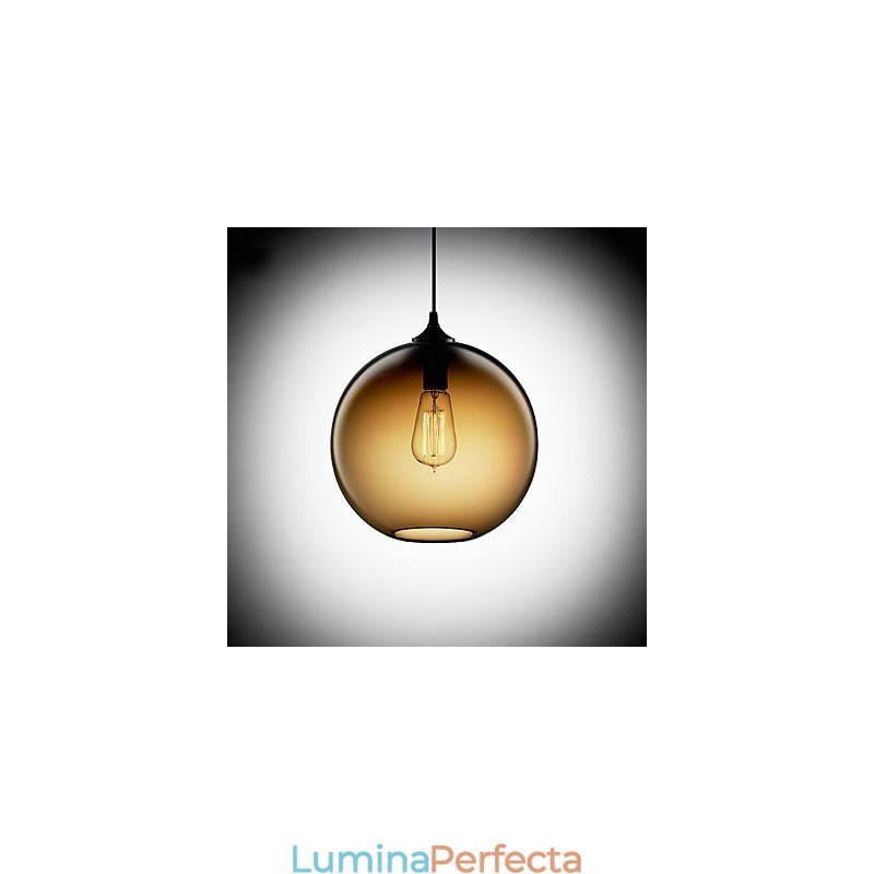 Lampă suspendată modernă din sticlă cu design rotund cu bule maro