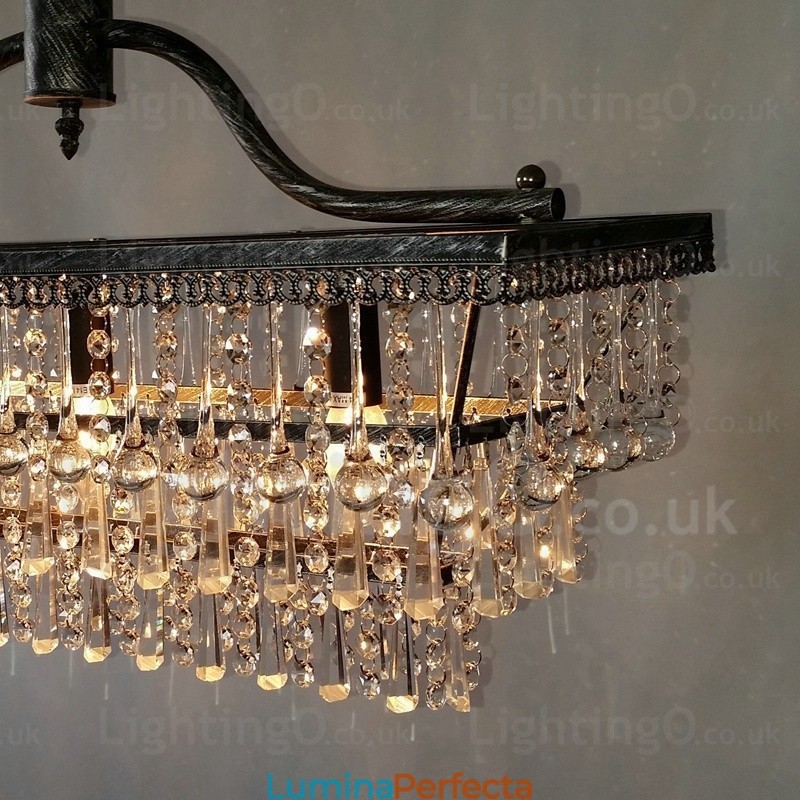 3 etaje dreptunghi tradițional clasic cristal metal candelabru pt