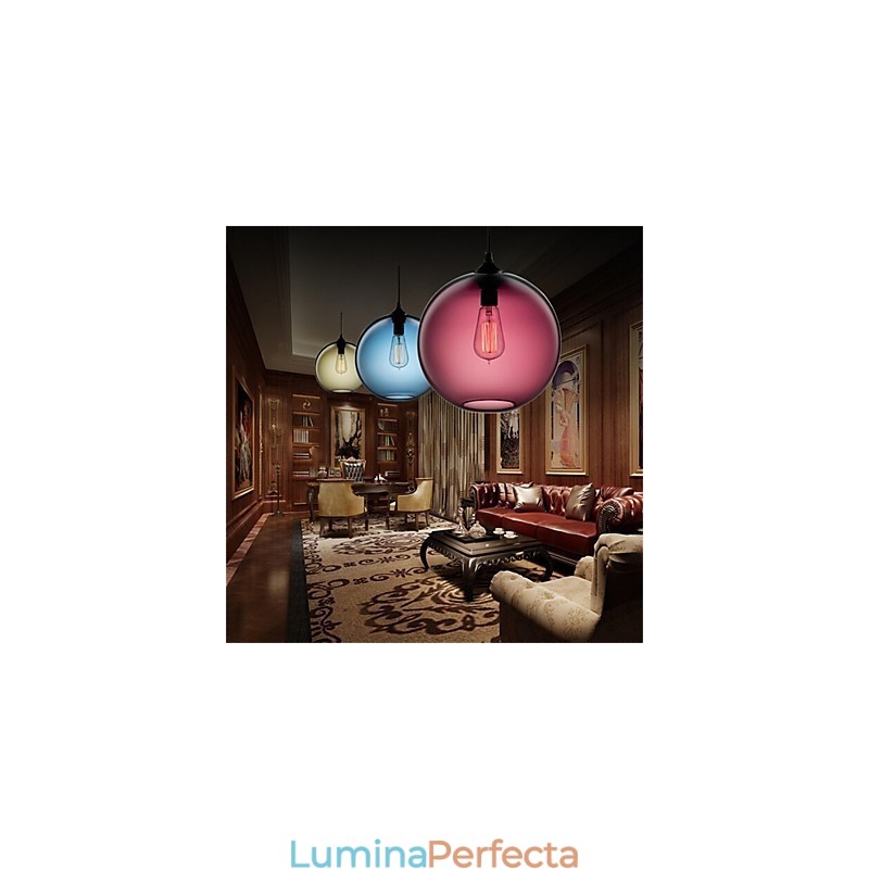 Lampă cu pandantiv din sticlă, retro, creativă, cafenea în castronul cu peștișor