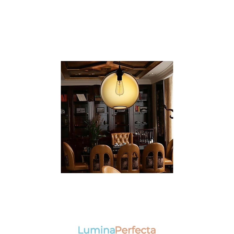 Lampă cu pandantiv din sticlă, retro, creativă, cafenea în castronul cu peștișor