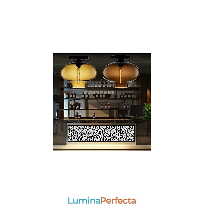 Lampă cu pandantiv din sticlă, retro, creativă, cafenea în bolul cu peștișor