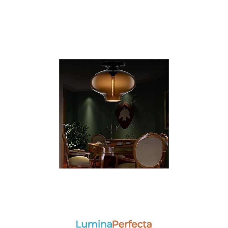 Lampă cu pandantiv din sticlă, retro, creativă, cafenea în bolul cu peștișor