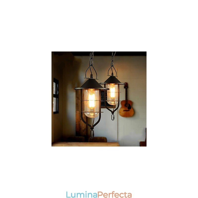 Lampă suspendată din metal cu pictură în stil retro