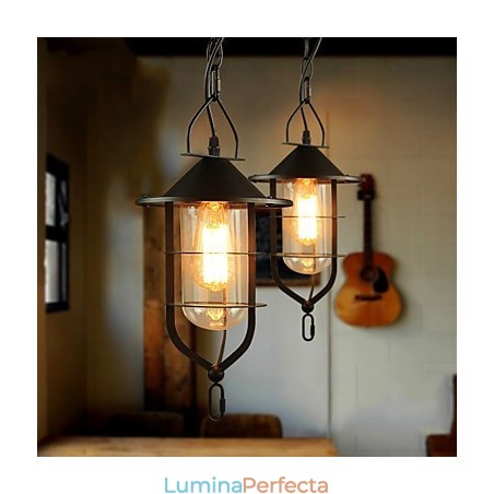 Lampă suspendată din metal cu pictură în stil retro Lampă suspendată din metal cu pictură în stil retro