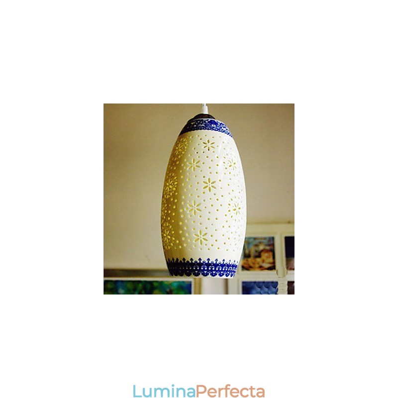 Lampă retro din ceramică Scări Albastru Candelabru cu un singur cap Creativ