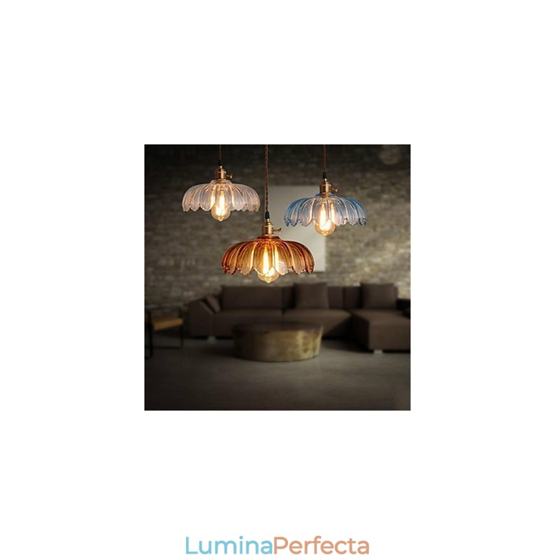Capac de cupru Candelabru din sticlă cu flori retro Old Shanghai