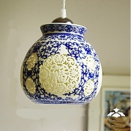 Lampă retro din ceramică Scări Albastru Candelabru cu un singur cap Creativ