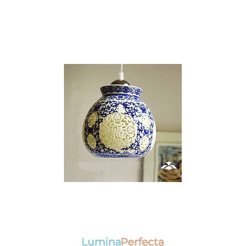 Lampă retro din ceramică Scări Albastru Candelabru cu un singur cap Creativ