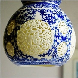Lampă retro din ceramică Scări Albastru Candelabru cu un singur cap Creativ
