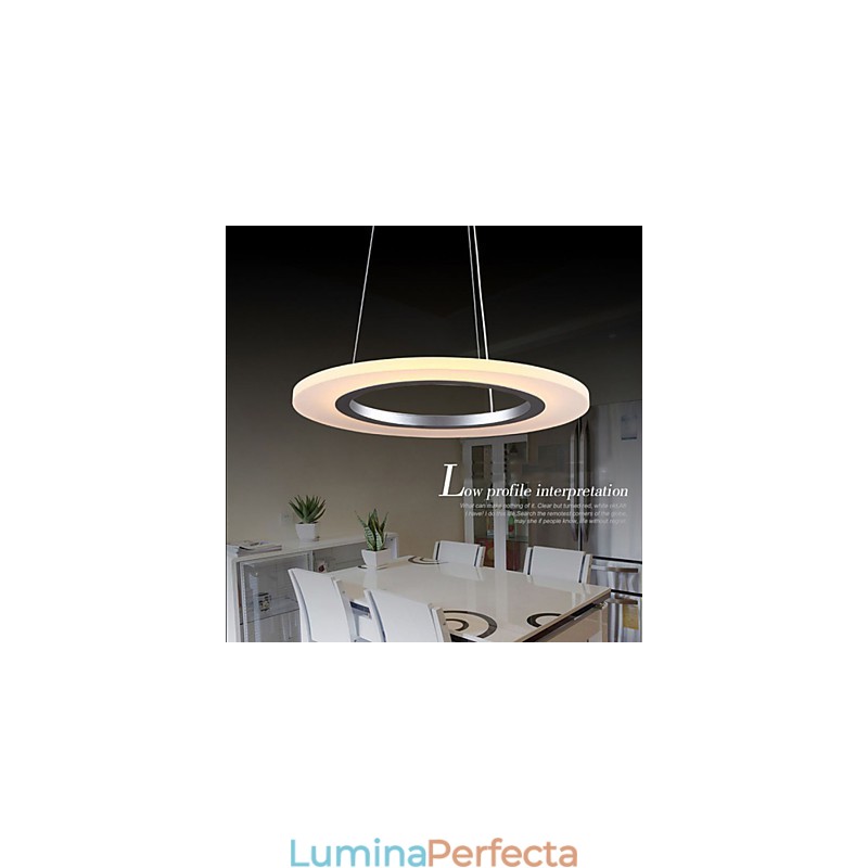 Lampă suspendată Candelabru de tavan rotund Lămpi de plafon din acril lăptos cu un singur inel