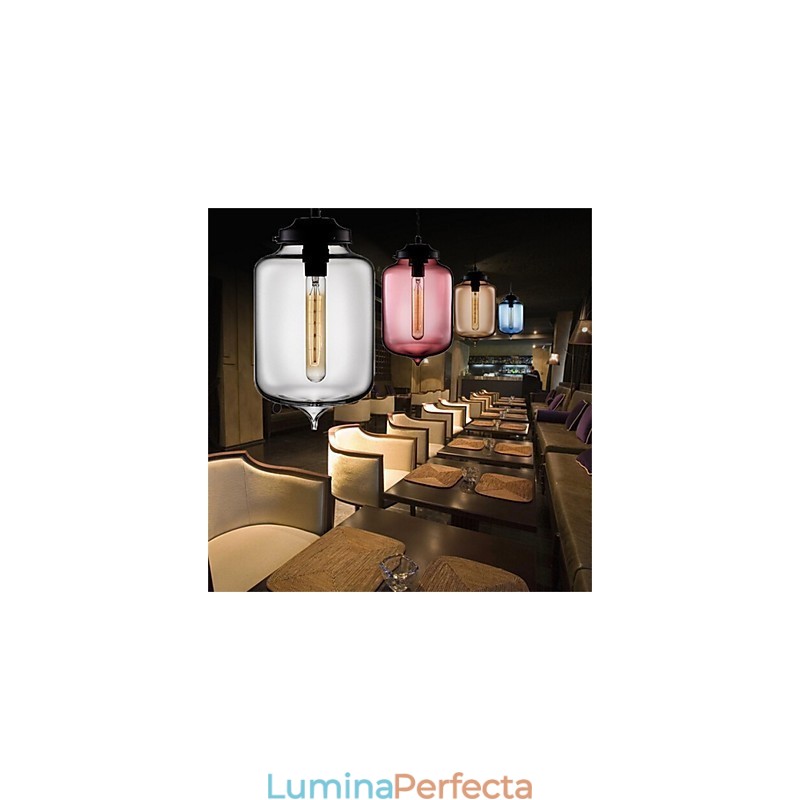Lampă cu pandantiv din sticlă, retro, creativă, cafenea în castronul cu peștișor