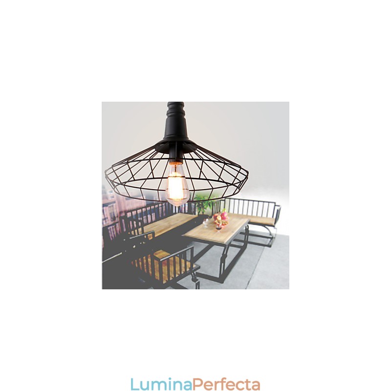 Rustic Lodge Retro Country Mini Stil Pictură Metal Pendant Lampă Garaj