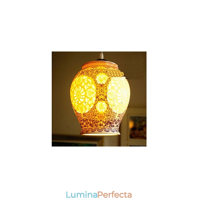 Lampă retro din ceramică Scări Albastru Candelabru cu un singur cap Creativ