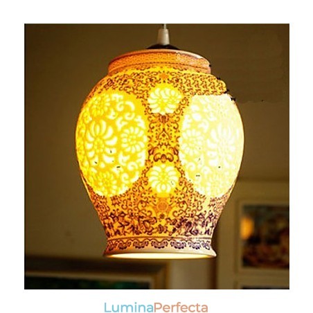 Lampă retro din ceramică Scări Albastru Candelabru cu un singur cap Creativ Lampă retro din ceramică Scări Albastru Candelabru cu un singur cap Creativ
