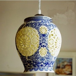Lampă retro din ceramică Scări Albastru Candelabru cu un singur cap Creativ
