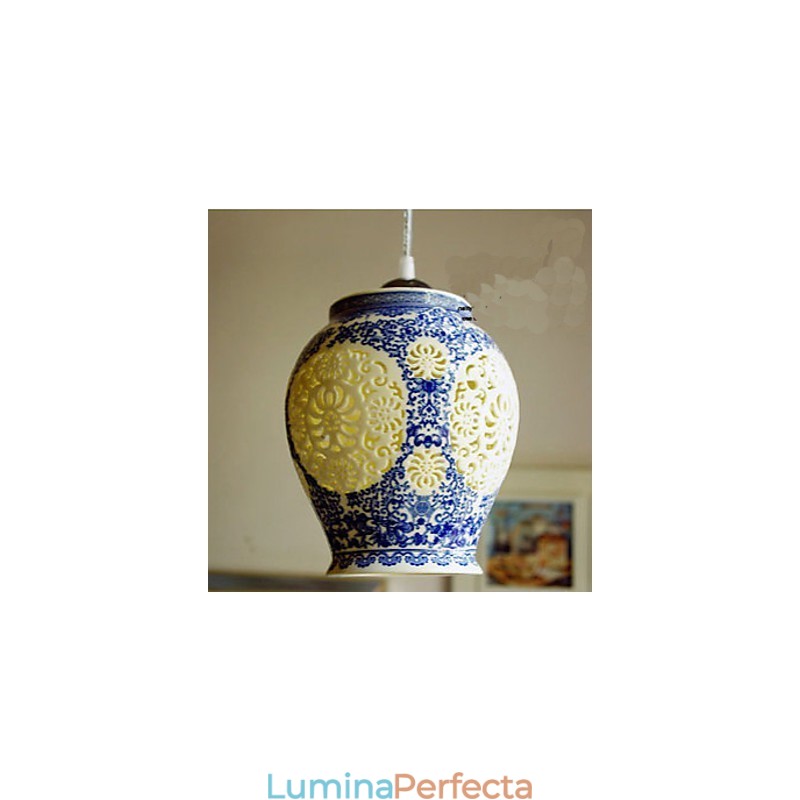 Lampă retro din ceramică Scări Albastru Candelabru cu un singur cap Creativ