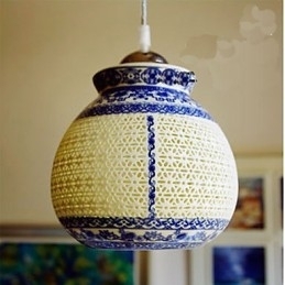 Lampă retro din ceramică Scări Albastru Candelabru cu un singur cap Creativ