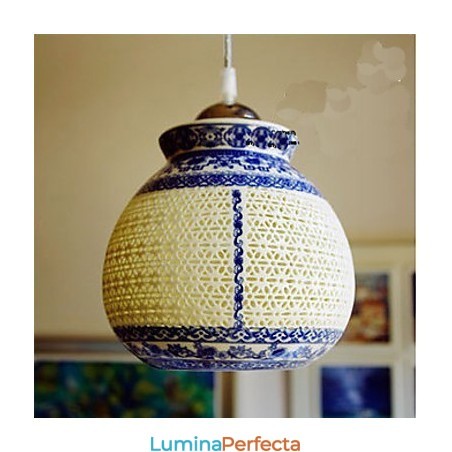 Lampă retro din ceramică Scări Albastru Candelabru cu un singur cap Creativ Lampă retro din ceramică Scări Albastru Candelabru cu un singur cap Creativ
