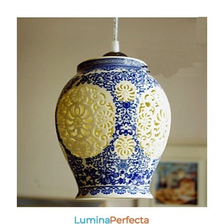 Lampă retro din ceramică Scări Albastru Candelabru cu un singur cap Creativ