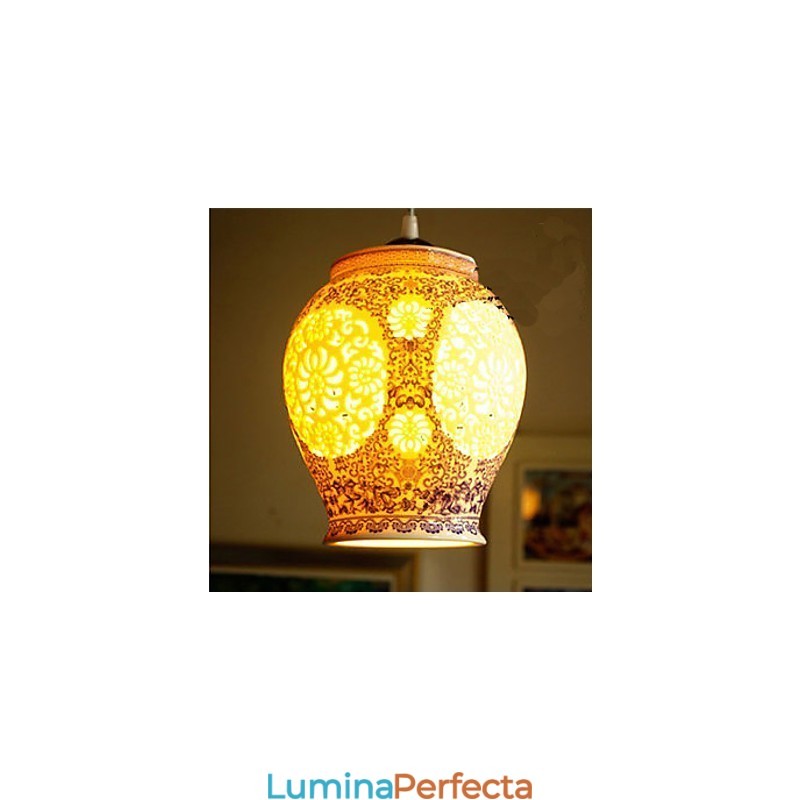 Lampă retro din ceramică Scări Albastru Candelabru cu un singur cap Creativ