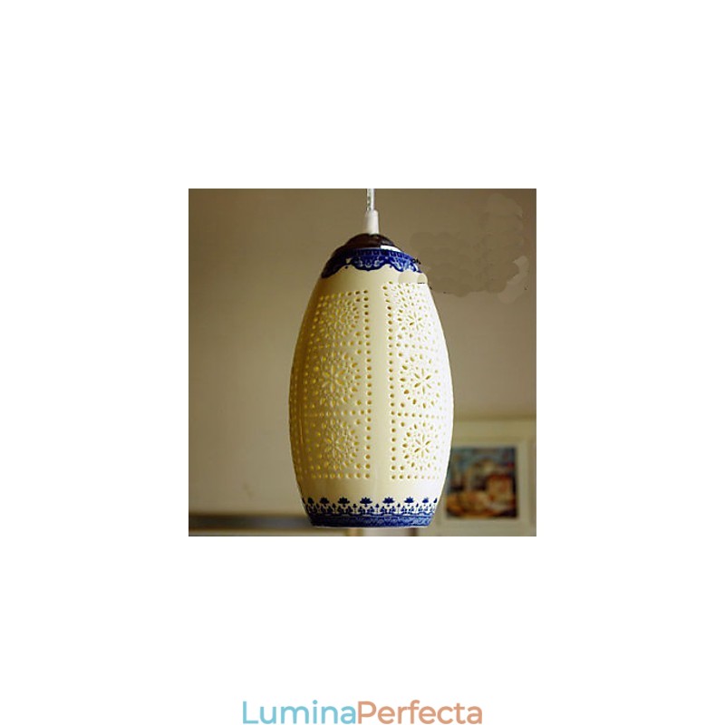 Lampă retro din ceramică Scări Albastru Candelabru cu un singur cap Creativ