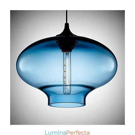Lampă suspendată modernă din sticlă, albă și albastră, transparentă Lampă suspendată modernă din sticlă, albă și albastră, transparentă