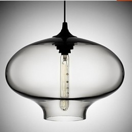 Lampă suspendată modernă din sticlă, albă și albastră, transparentă