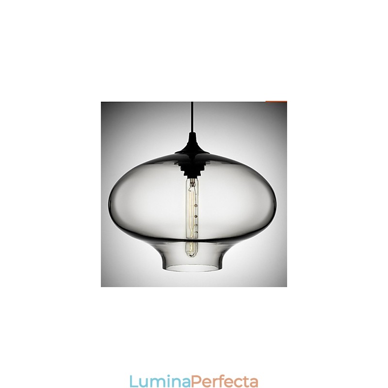 Lampă suspendată modernă din sticlă, albă și albastră, transparentă