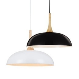 Mini lampă suspendată artistică 1 lumină modernă simplitate negru alb finisaj aluminiu și lemn droplight