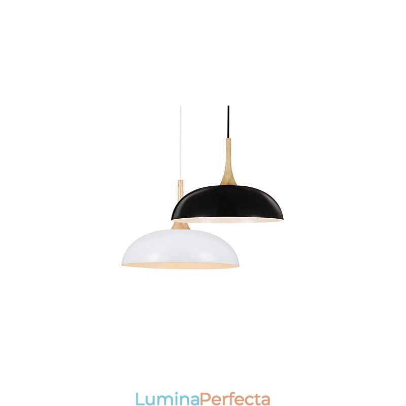 Mini lampă suspendată artistică 1 lumină modernă simplitate negru alb finisaj aluminiu și lemn droplight