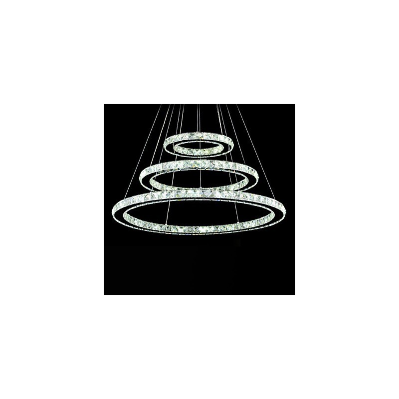 Lumină suspendată din cristal, reglabilă, Candelabru circular modern Lămpi de iluminat Plafoniere rotunde alb rece Corpuri cu telecomandă