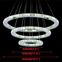 Lumină suspendată din cristal, reglabilă, Candelabru circular modern Lămpi de iluminat Plafoniere rotunde alb rece Corpuri cu telecomandă