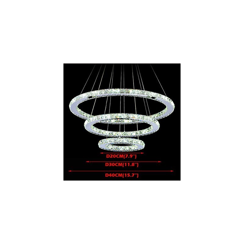 Lumină suspendată din cristal, reglabilă, Candelabru circular modern Lămpi de iluminat Plafoniere rotunde alb rece Corpuri cu telecomandă