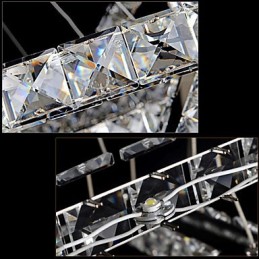 Lumină suspendată din cristal, reglabilă, Candelabru circular modern Lămpi de iluminat Plafoniere rotunde alb rece Corpuri cu telecomandă
