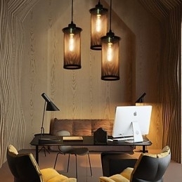 Lampă de suspendare creativă din plasă metalică. Lampe de suspendare simple. Lampă de cafenea