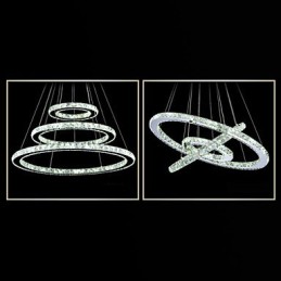 Lumină suspendată din cristal, reglabilă, Candelabru circular modern Lămpi de iluminat Plafoniere rotunde alb rece Corpuri cu telecomandă