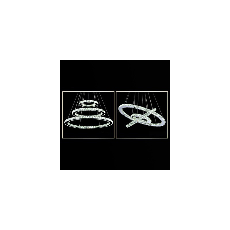 Lumină suspendată din cristal, reglabilă, Candelabru circular modern Lămpi de iluminat Plafoniere rotunde alb rece Corpuri cu telecomandă