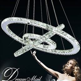 Lumină suspendată din cristal, reglabilă, Candelabru circular modern Lămpi de iluminat Plafoniere rotunde alb rece Corpuri cu telecomandă