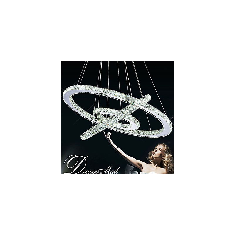 Lumină suspendată din cristal, reglabilă, Candelabru circular modern Lămpi de iluminat Plafoniere rotunde alb rece Corpuri cu telecomandă