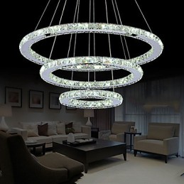 Lumină suspendată din cristal, reglabilă, Candelabru circular modern Lămpi de iluminat Plafoniere rotunde alb rece Corpuri cu telecomandă