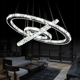 Lumină suspendată din cristal, reglabilă, Candelabru circular modern Lămpi de iluminat Plafoniere rotunde alb rece Corpuri cu telecomandă