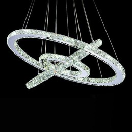 Lumină suspendată din cristal, reglabilă, Candelabru circular modern Lămpi de iluminat Plafoniere rotunde alb rece Corpuri cu telecomandă