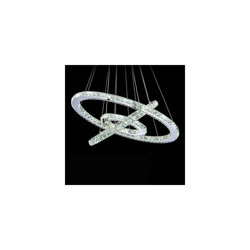 Lumină suspendată din cristal, reglabilă, Candelabru circular modern Lămpi de iluminat Plafoniere rotunde alb rece Corpuri cu telecomandă