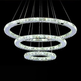 Lumină suspendată din cristal, reglabilă, Candelabru circular modern Lămpi de iluminat Plafoniere rotunde alb rece Corpuri cu telecomandă